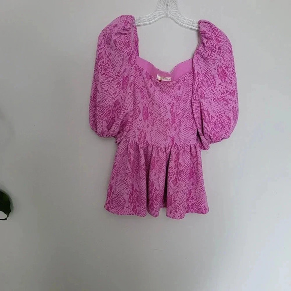 STINE Goya Aida Irene snakeskin pink top puffer sleeves fancy top blouse XXS - Picture 4 of 9